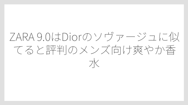 ZARA 9.0はDiorのソヴァージュに似てると評判のメンズ向け爽やか香水